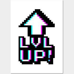 Level Up Retro Pixel Arrow Gamer Geek Design Posters and Art